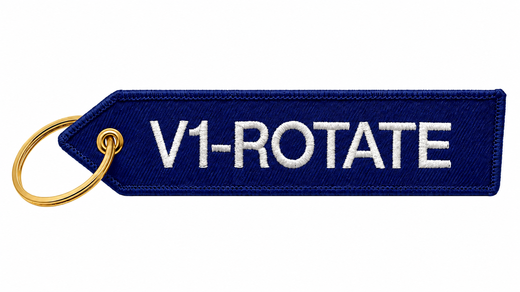 Blauer „V1 Rotate“ Schlüsselanhänger mit goldfarbenem Ring für Aviation Geeks